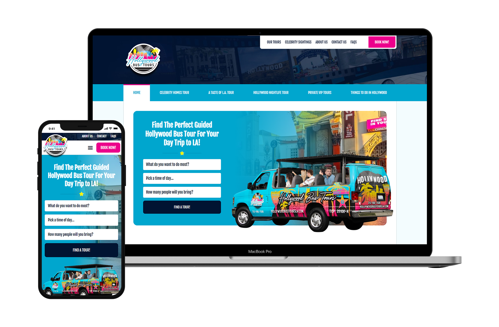 hollywood bus tours website design by revved digital