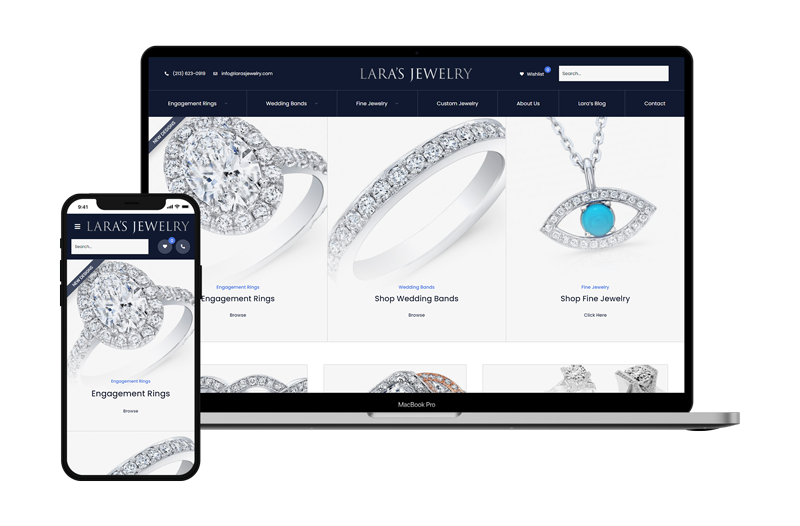 ecommerce jewelry designer website design by revved digital