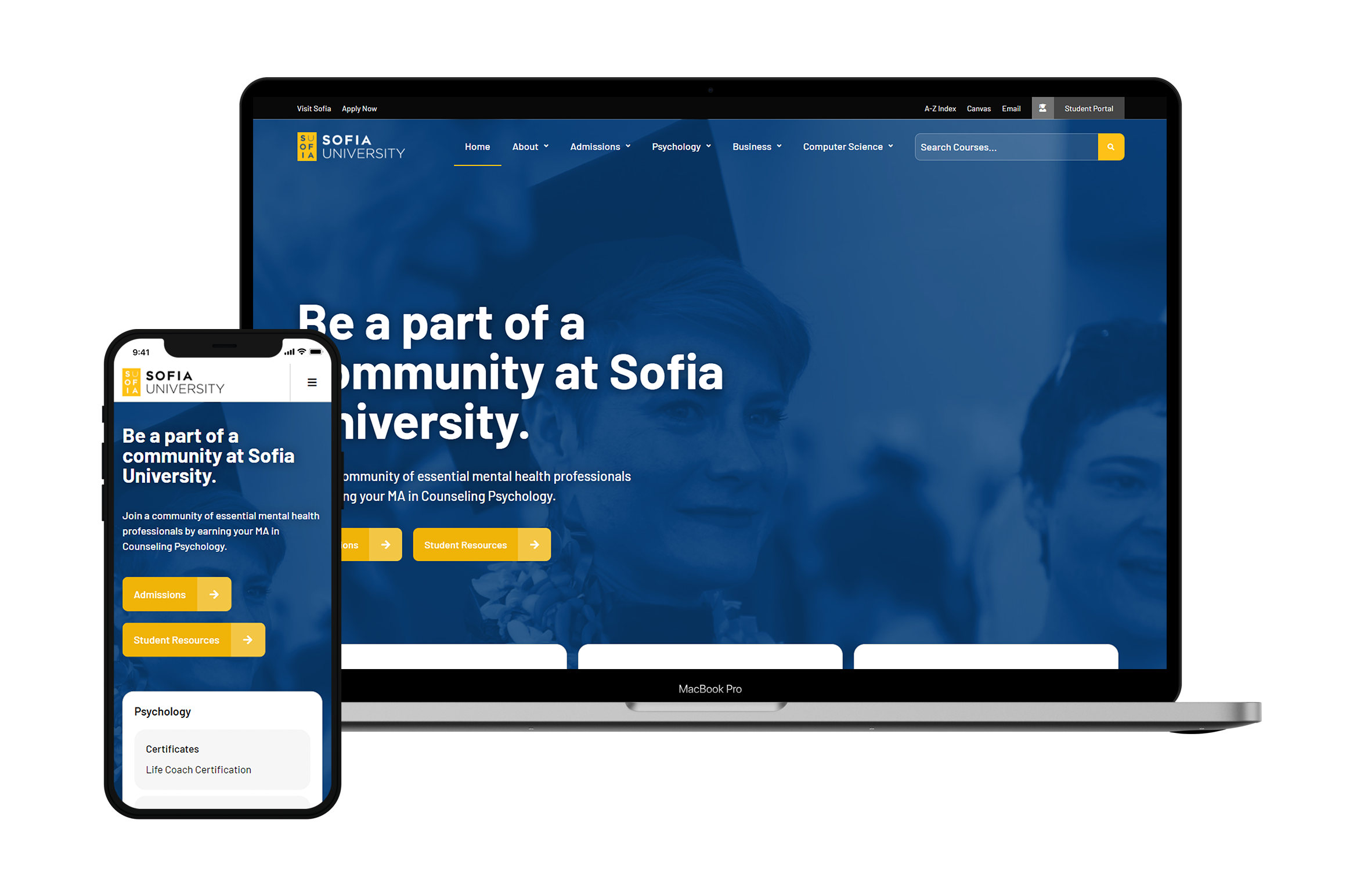 college and higher education website design by revved digital