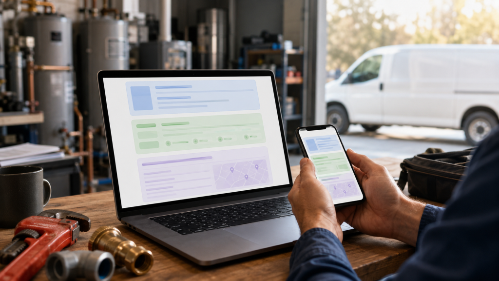 Contractor reviewing Google AI Mode advertising visibility